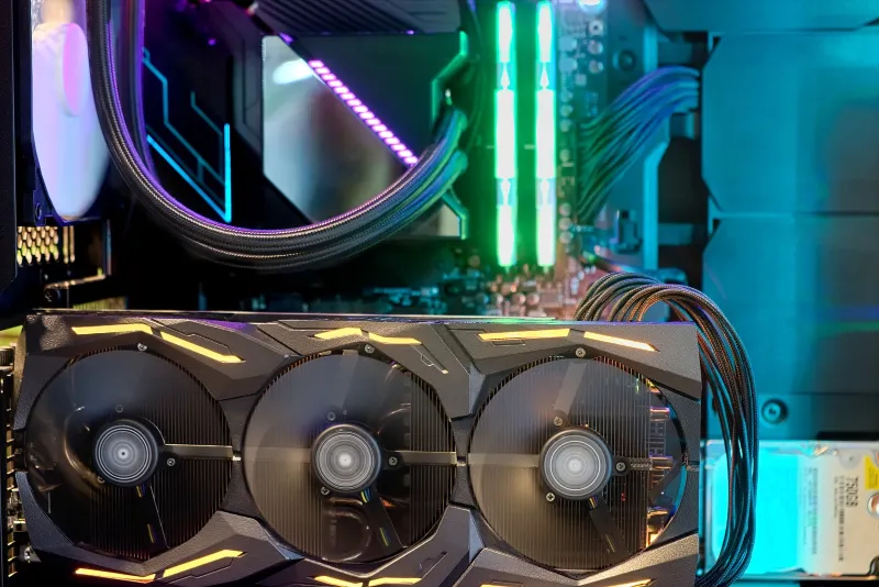 Interior con enfriamiento líquido RGB, tarjeta gráfica de gama alta y cableado ordenado